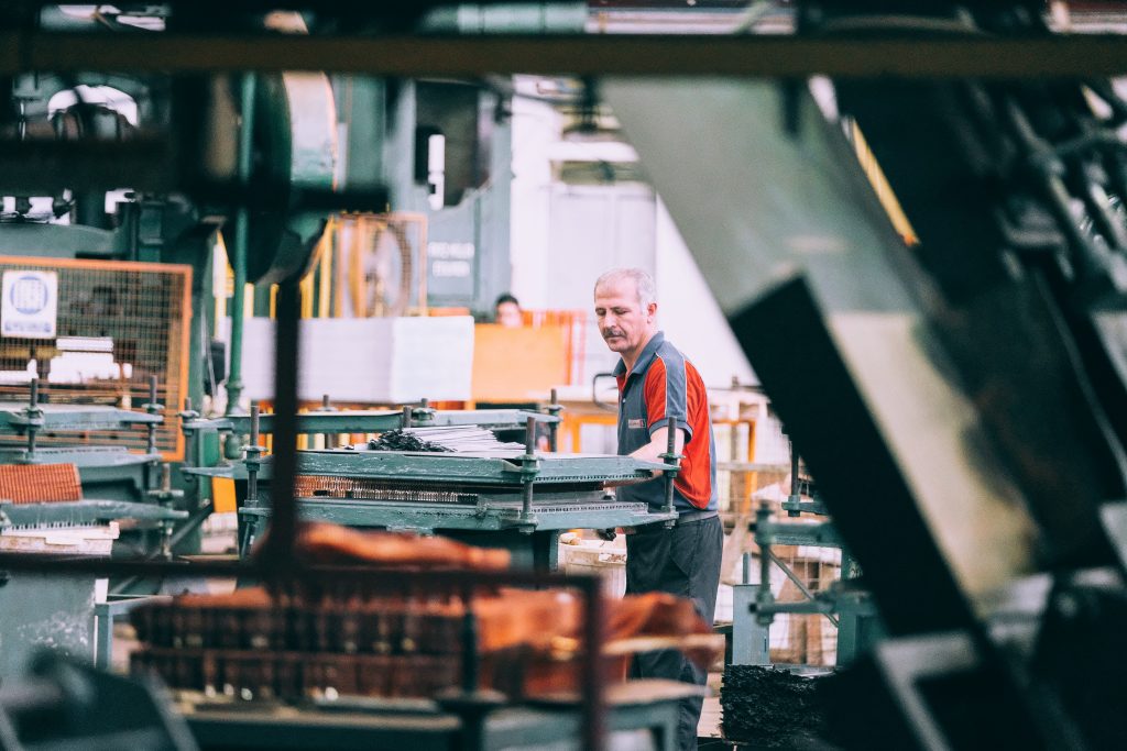 Manufacturing worker in the warehouse