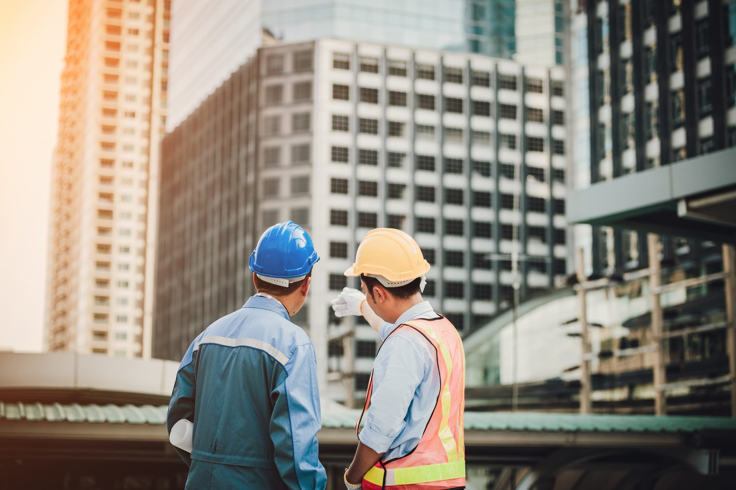 architect and engineer on construction site